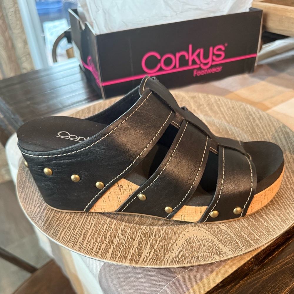 Corkys Black Strappy Women's Sandals - Picture 4 of 10